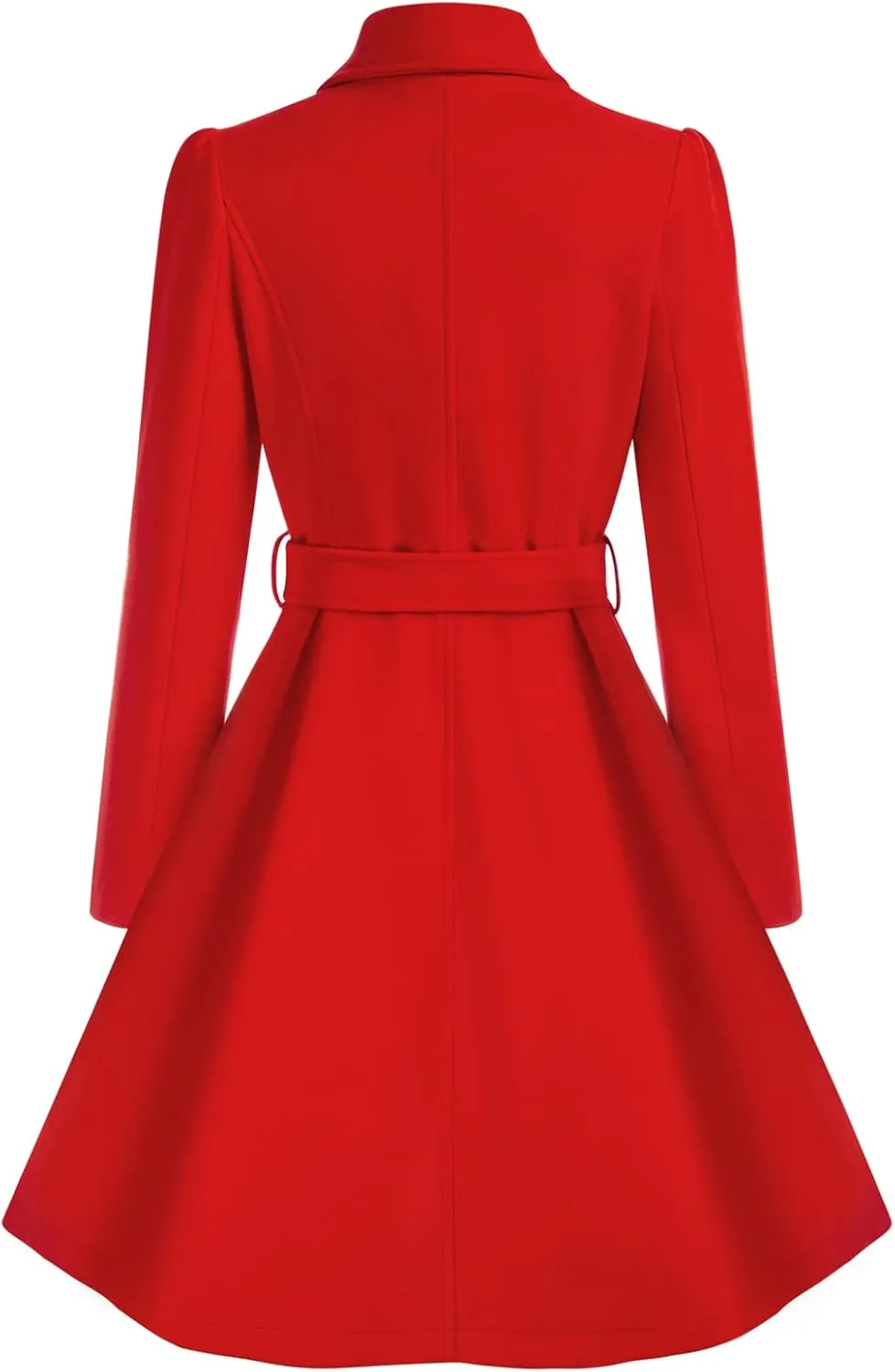 Belle Poque Women's Double Breasted Dress Coats Winter Trench Jacket with Belt