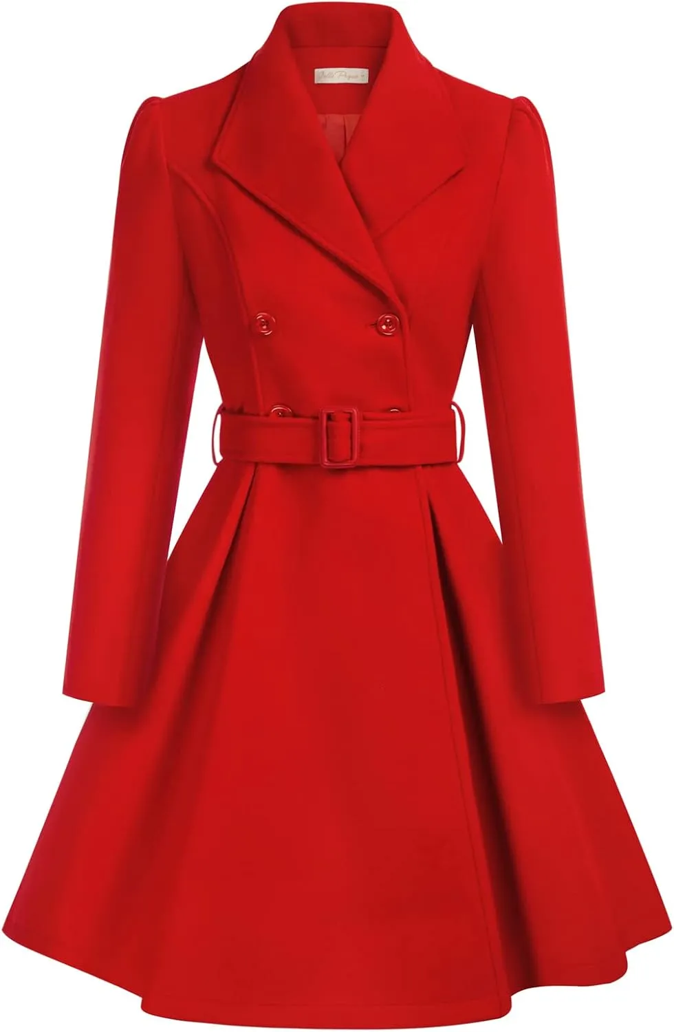 Belle Poque Women's Double Breasted Dress Coats Winter Trench Jacket with Belt