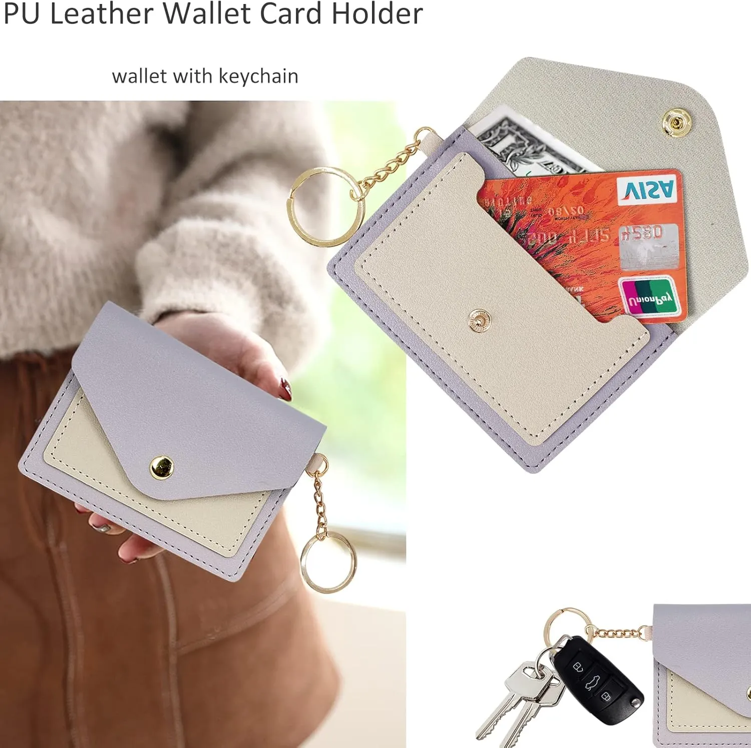 BIHRTC Silicone Key Ring Bracelets Wristlet Keychain Wallet with Net Chapstick Holder for Women