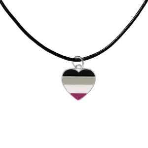 Black Cord Asexual Heart LGBTQ Necklaces