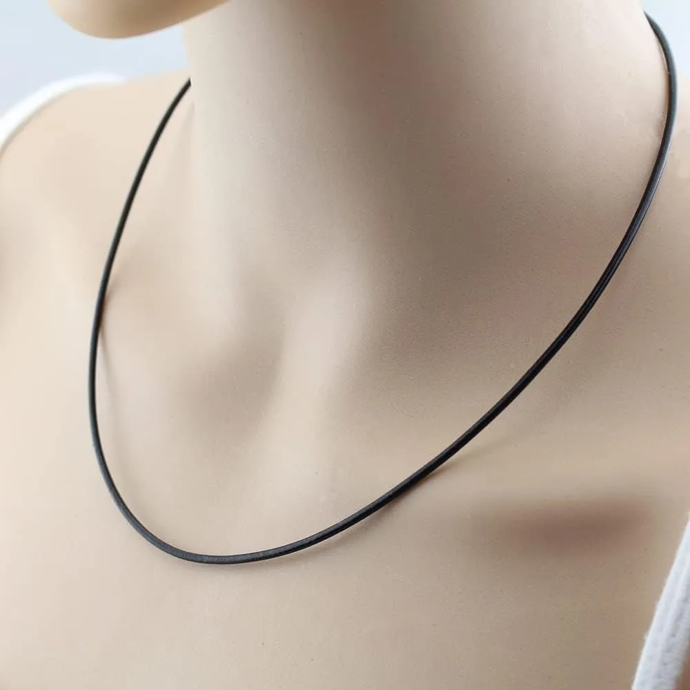 Black Genuine Leather Cord Necklace - 2.0 mm Rope Chain Necklace (5pcs/Pack) Best for DIY Jewelry Making