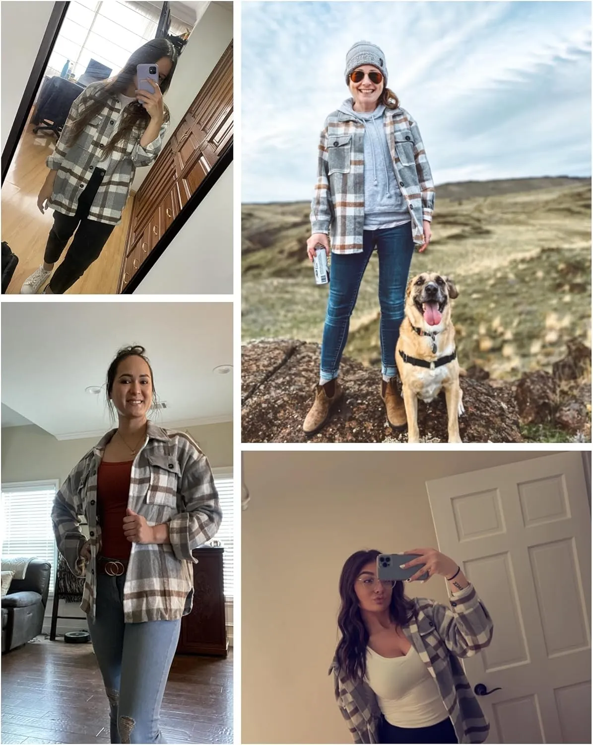 Blansdi Womens Flannel Shacket Plaid Long Sleeve Button Down Flannel Shirts Jacket Fall Winter Spring Outfits
