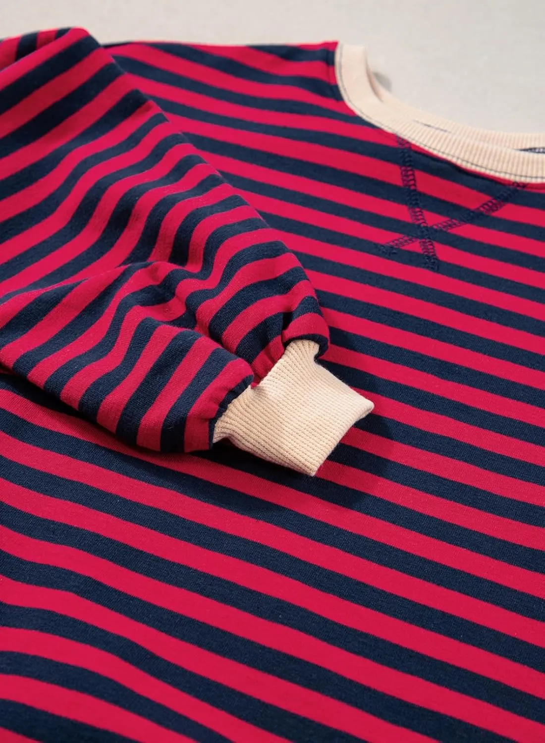 blibean Girls Cotton Long Sleeve Sweathirts Striped Color Block Tops Size 6-15 Years