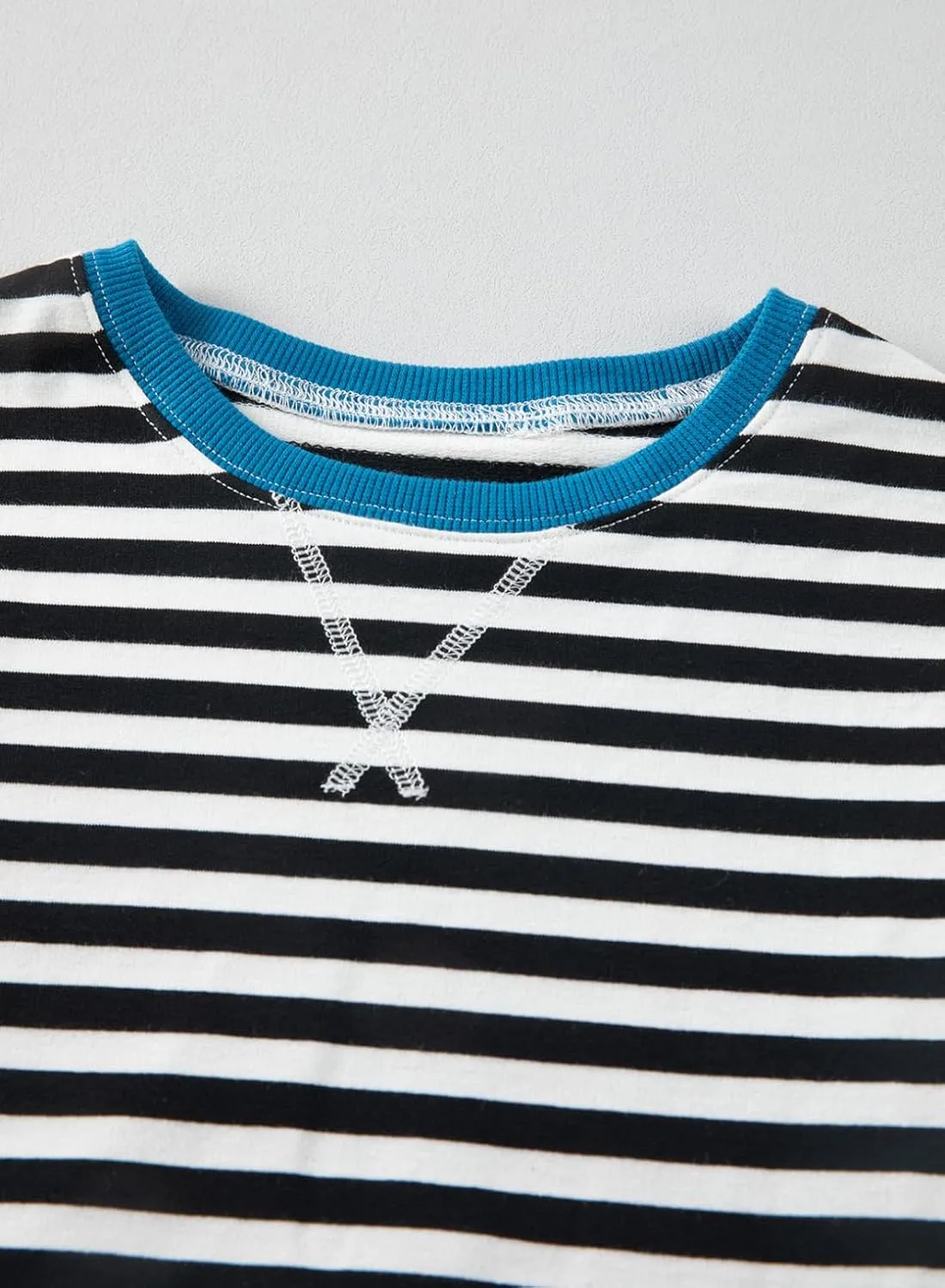 blibean Girls Cotton Long Sleeve Sweathirts Striped Color Block Tops Size 6-15 Years