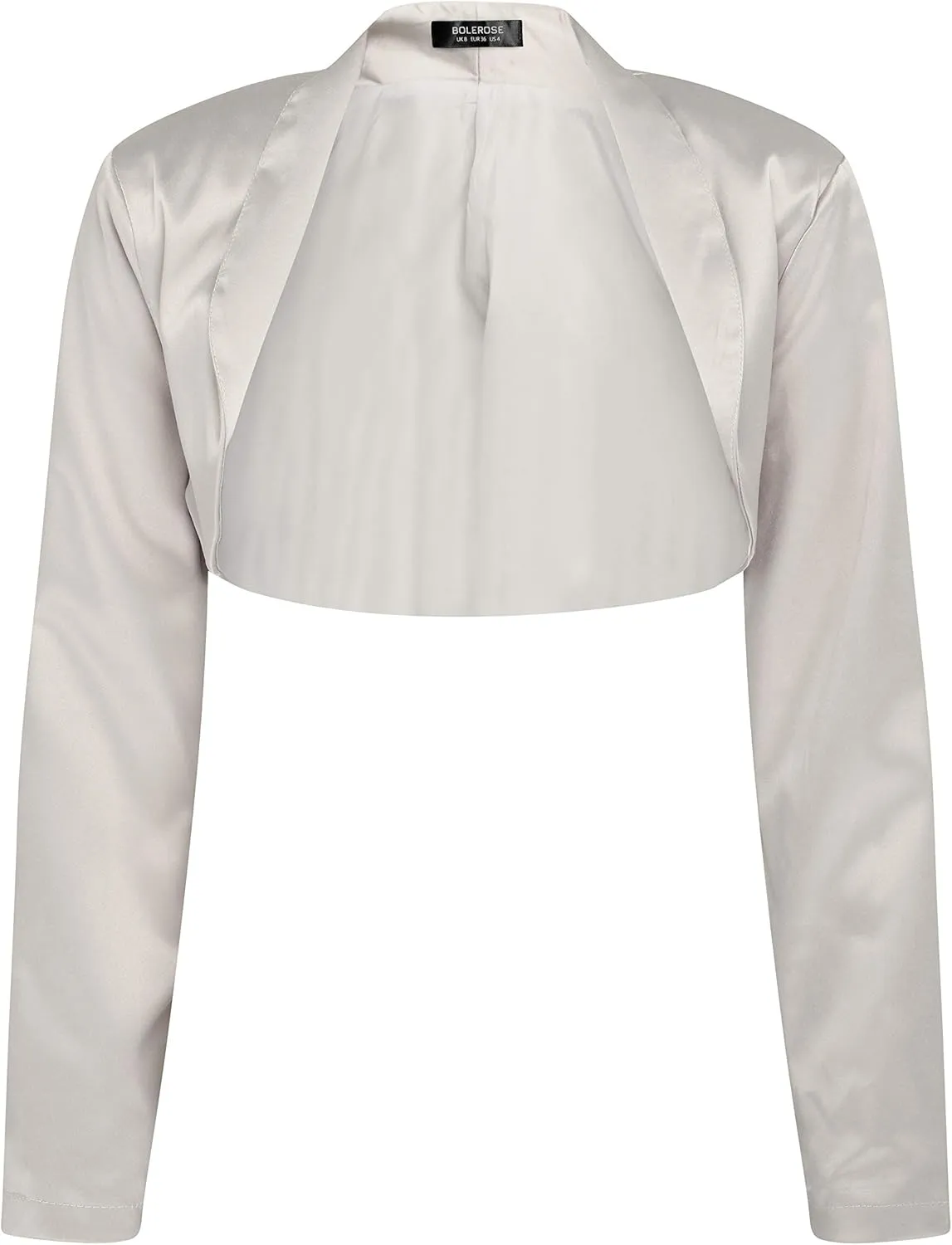 BOLEROSE Formal Long Sleeve Satin Bolero Shrug