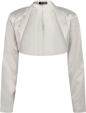 BOLEROSE Formal Long Sleeve Satin Bolero Shrug