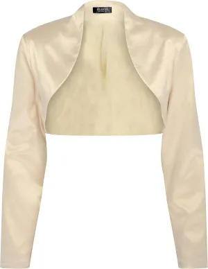 BOLEROSE Formal Long Sleeve Satin Bolero Shrug
