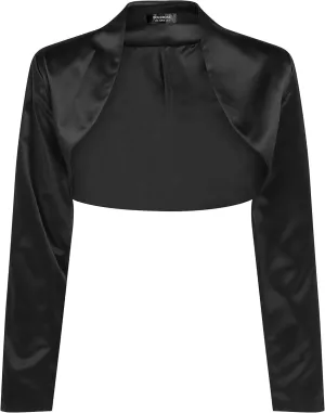 BOLEROSE Formal Long Sleeve Satin Bolero Shrug