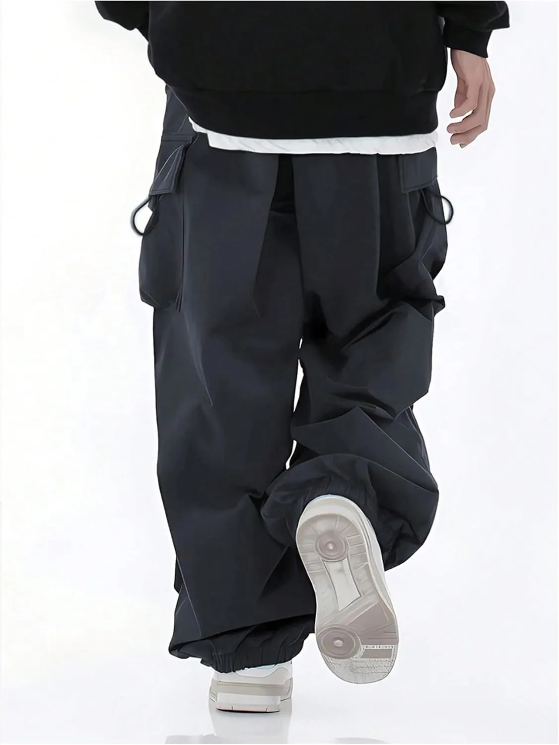 Boy's Wide Leg Cargo Pants Drawstring Waist Baggy Track Pants Trousers Streetwear