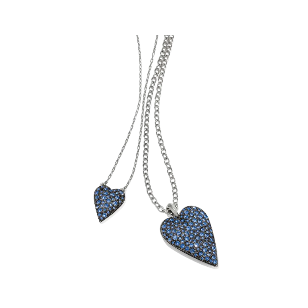 Brighton Women's Glisten Heart Convertible Silver Blue Necklace