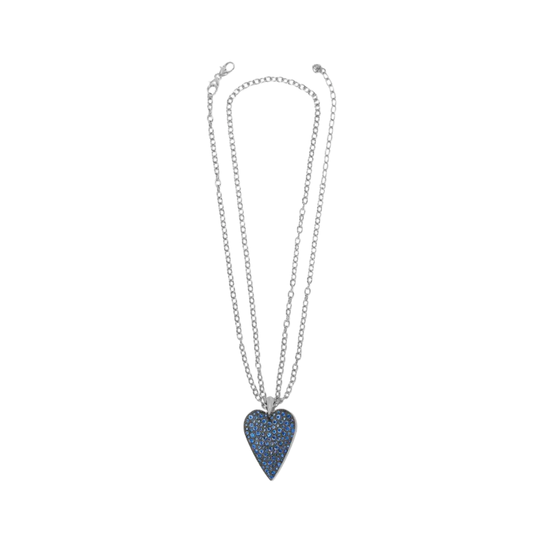 Brighton Women's Glisten Heart Convertible Silver Blue Necklace