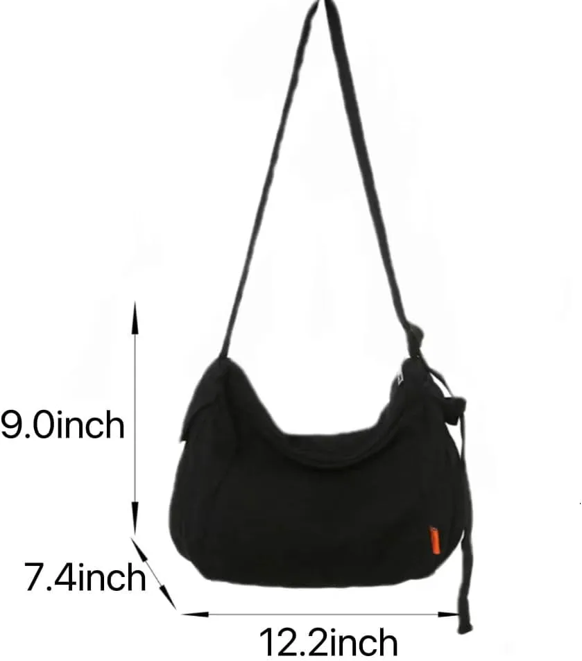 Canvas Hobo Bags Purses Vintage Shoulder Bags Y2K Grunge Hippie Crossbody Bags Satchel Bag Messenger Bag Shopping Travel