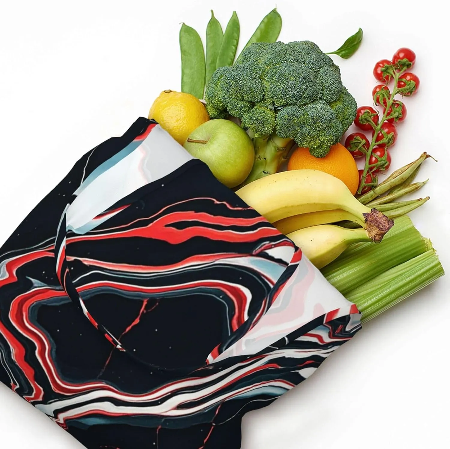 Canvas Tote Bag Reusable Grocery Bags Lightweight Handbag Cute Black Pug Dog Tote Bag for Shopping Cloth Bags