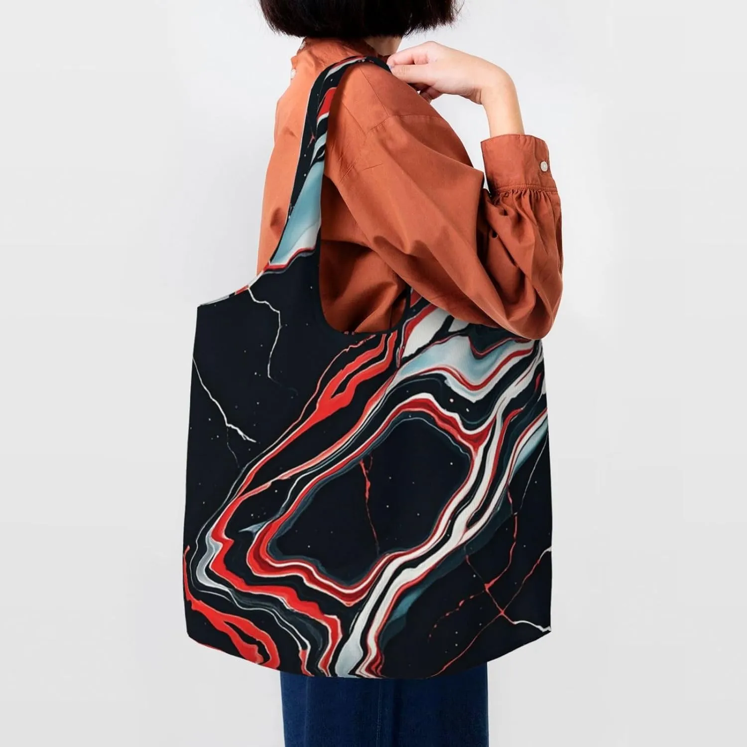 Canvas Tote Bag Reusable Grocery Bags Lightweight Handbag Cute Black Pug Dog Tote Bag for Shopping Cloth Bags