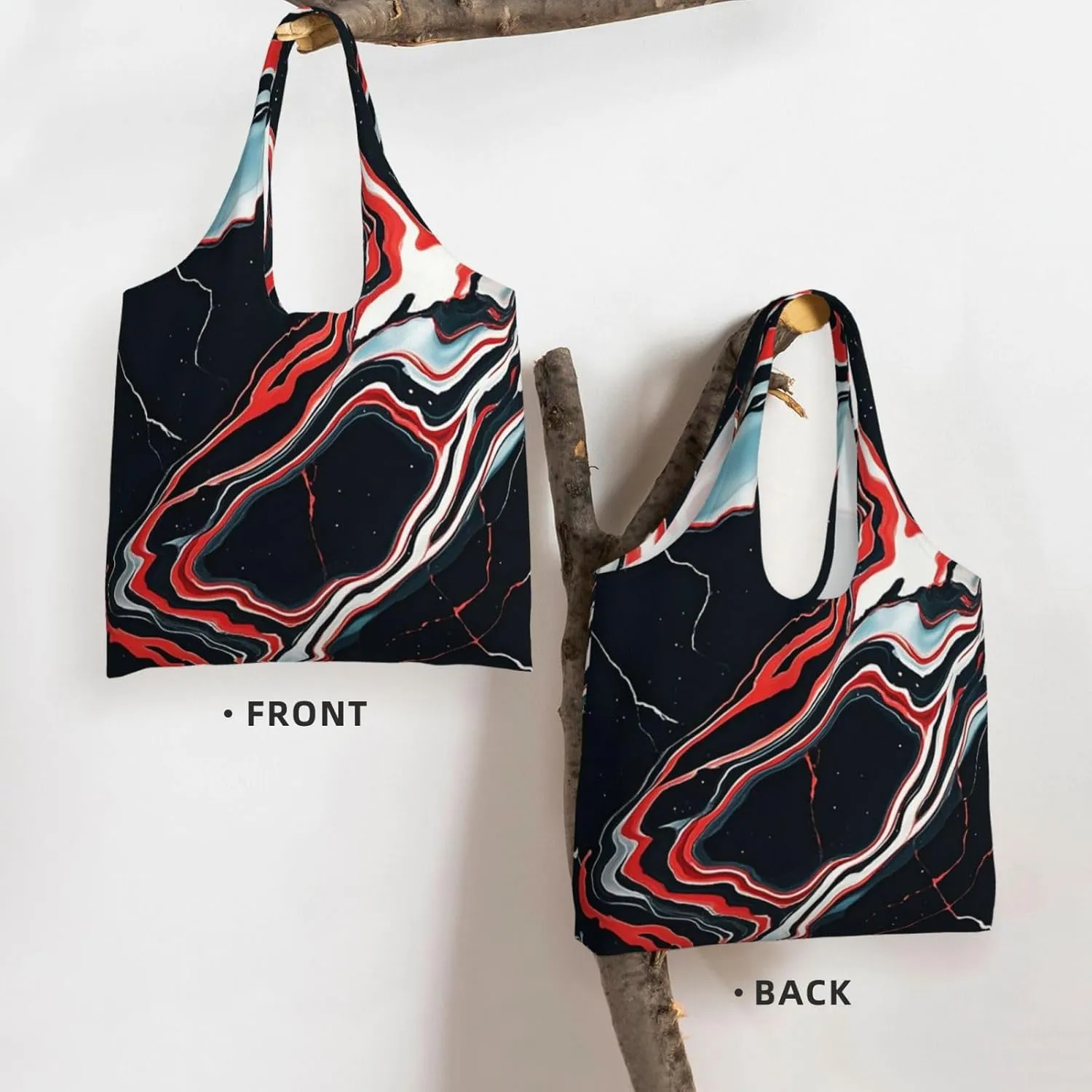 Canvas Tote Bag Reusable Grocery Bags Lightweight Handbag Cute Black Pug Dog Tote Bag for Shopping Cloth Bags