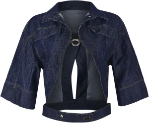 Casual Cropped Jacket Women Fall Fashion Short Sleeve Lace-up Coat Trendy Hollow Out Women's Clothes
