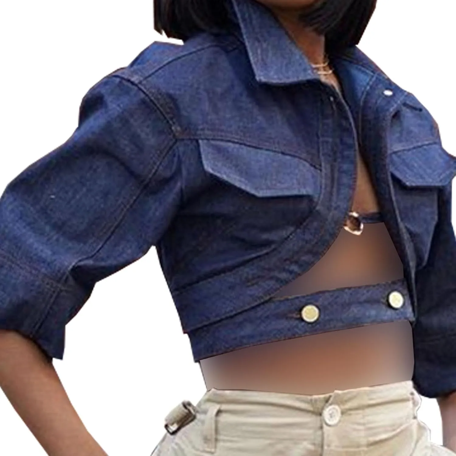 Casual Cropped Jacket Women Fall Fashion Short Sleeve Lace-up Coat Trendy Hollow Out Women's Clothes