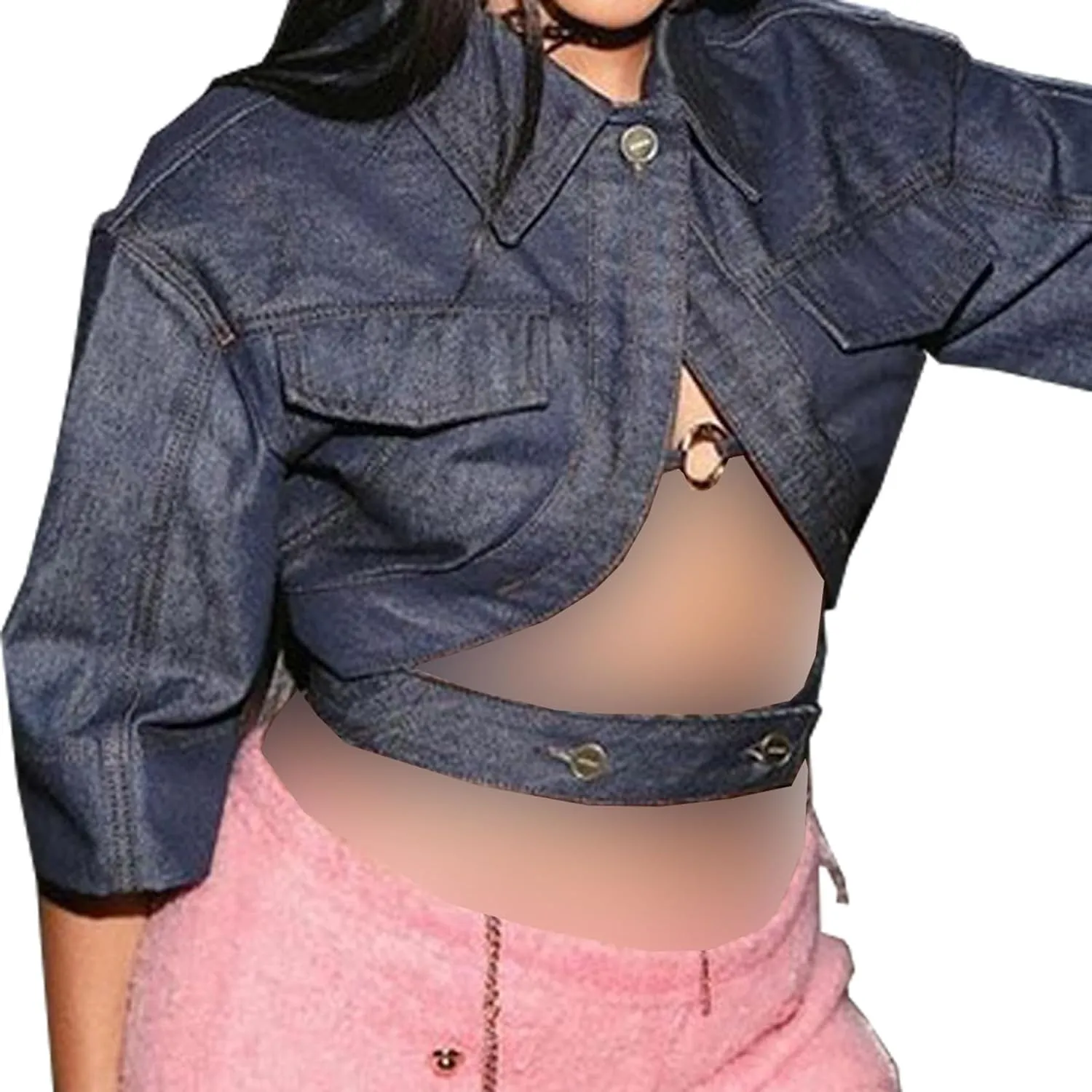 Casual Cropped Jacket Women Fall Fashion Short Sleeve Lace-up Coat Trendy Hollow Out Women's Clothes