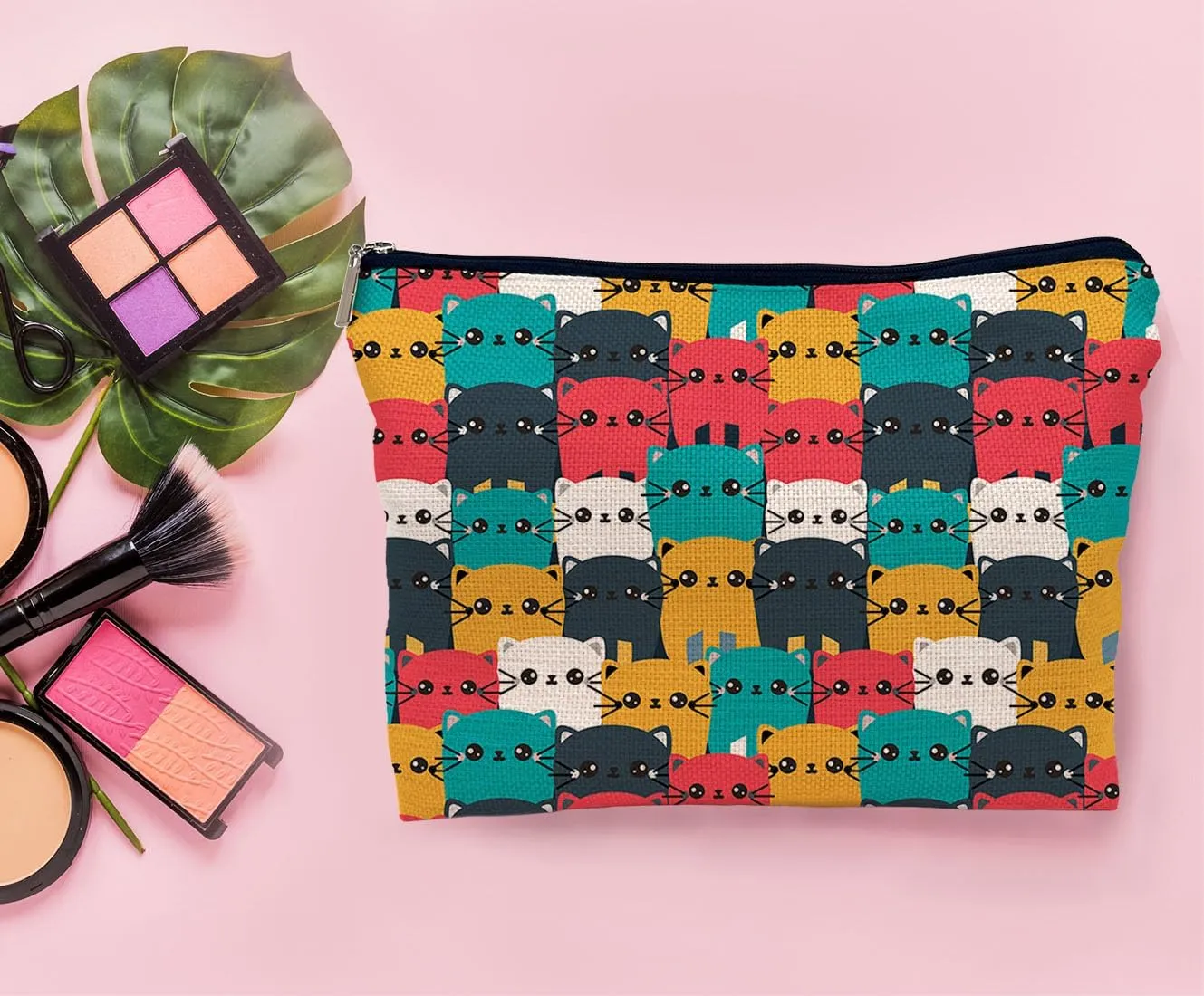 Cat Makeup Bag, Cute Makeup Bag, Cat Cosmetic Bags for Women, Cute Cat Gifts Small Makeup Cosmetic Bag for Purse, Cat Gifts for Cat Lovers Women, Cat Mom Gifts for Women