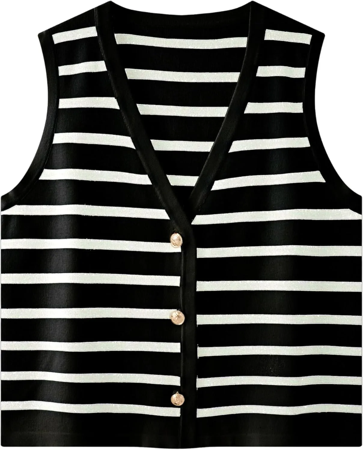 Chevara Women's Sleeveless Striped Sweater Vest Casual V Neck Vest Tops Summer Outfits