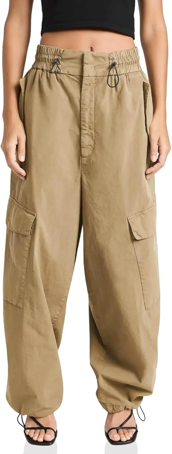 Cicy Bell Women's Wide Leg Cargo Pants Baggy Smocked Waist Fashion Pants with Pockets
