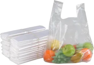 Clear Plastic T-Shirt Grocery Bags, Plastic Carryout Shopping Bags, 320 Counts