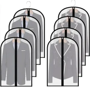 Clothes Cover 8pcs Hanging Garment Bag Gowns Garment Covers Clear Full Zipper Clothes Suit Bag Suit Bags (Color : A, Size : 60 * 100cm)