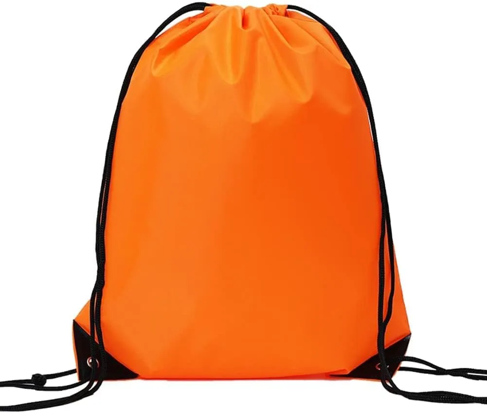 CODOBON 50 Pcs Drawstring Bags, Bulk Draw String Backpack, Cinch Polyester Bag for Gym Sport, Orange