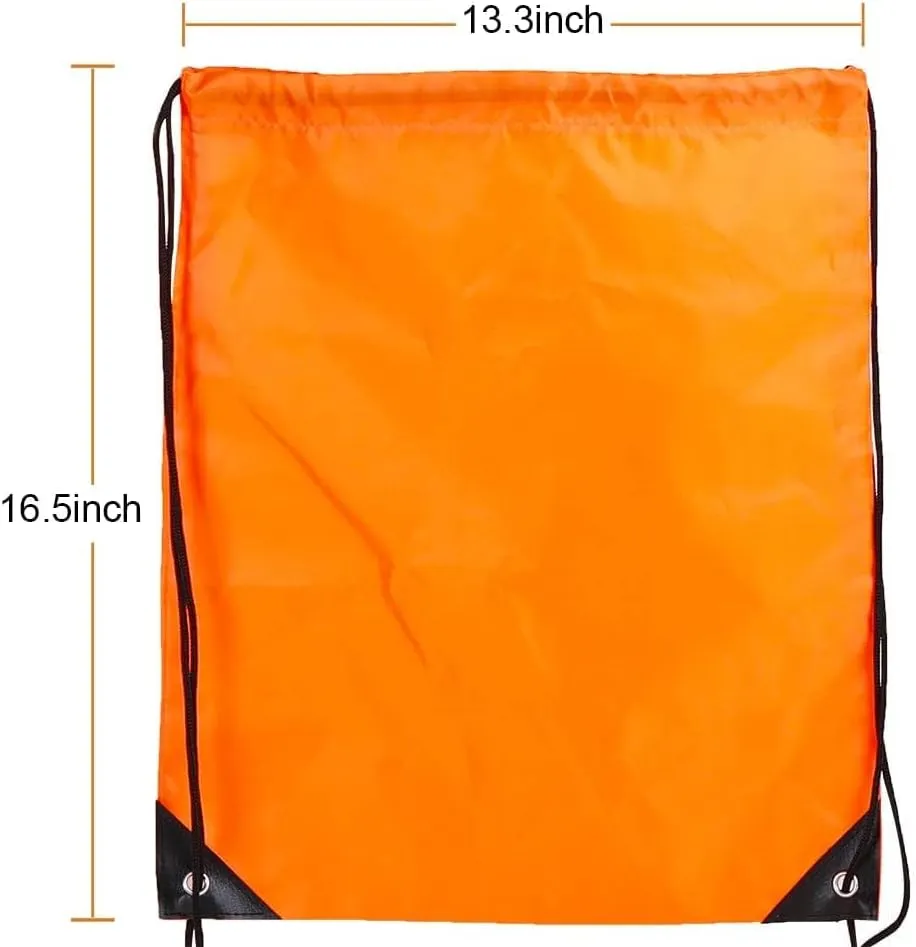 CODOBON 50 Pcs Drawstring Bags, Bulk Draw String Backpack, Cinch Polyester Bag for Gym Sport, Orange