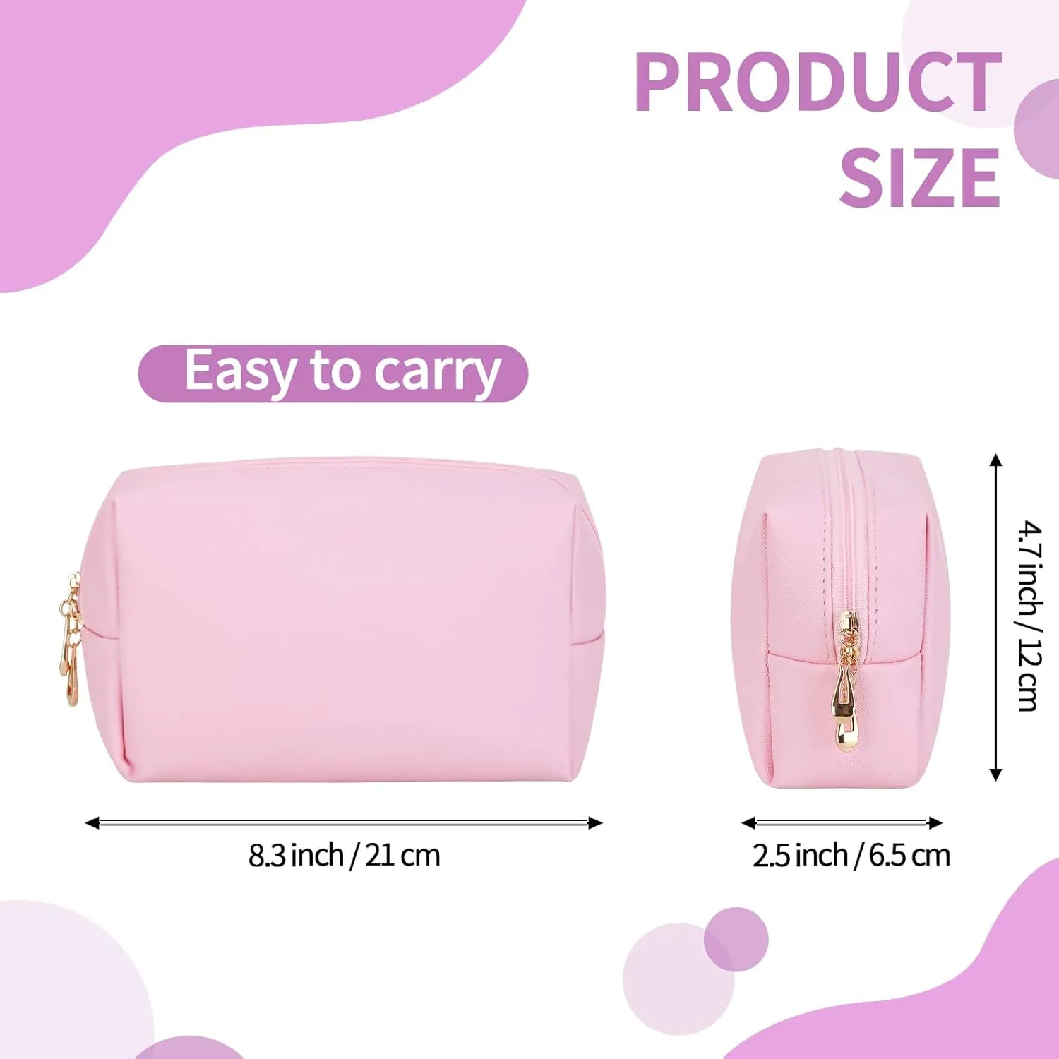 Cosmetic Bags Small Travel Cosmetic Bags Portable Cosmetic Bags Waterproof PU Leather toiletry bag,toiletry bag for women,makeup bag organizerpink