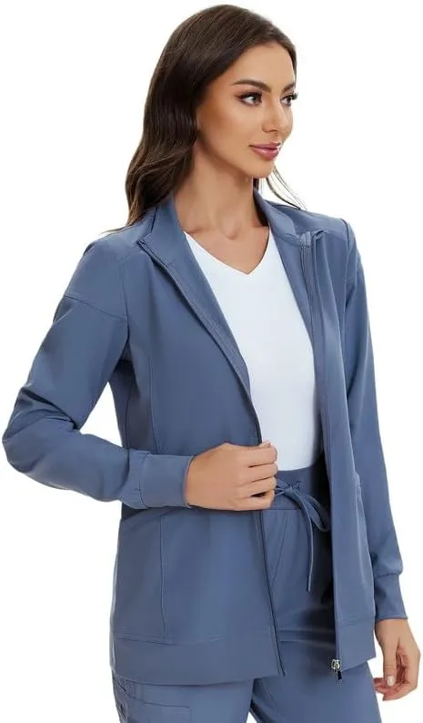 COZYFIT Scrub Jackets for Woman, Zip Front Nurse Jacket, 4-Way Stretch Fabric