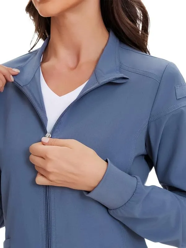 COZYFIT Scrub Jackets for Woman, Zip Front Nurse Jacket, 4-Way Stretch Fabric