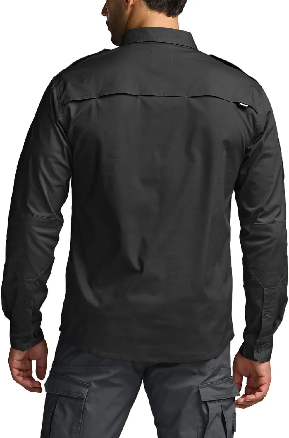 CQR Men's Long Sleeve Tactical Shirts, Ripstop Military Work Shirts, UPF 50  Breathable Button Down Outdoor Hiking Shirt