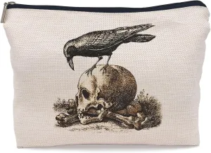 Crow On A Skull The Undead Arise Gothic Macabre Art Makeup Bag,Gothic Cosmetic Makeup Bag for Women,Gifts for Skull Lovers
