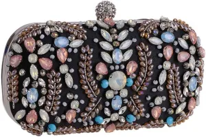 Crystal Women Clutch Bags Diamonds Party Black Evening Bags Embroidery Vintage Handbags