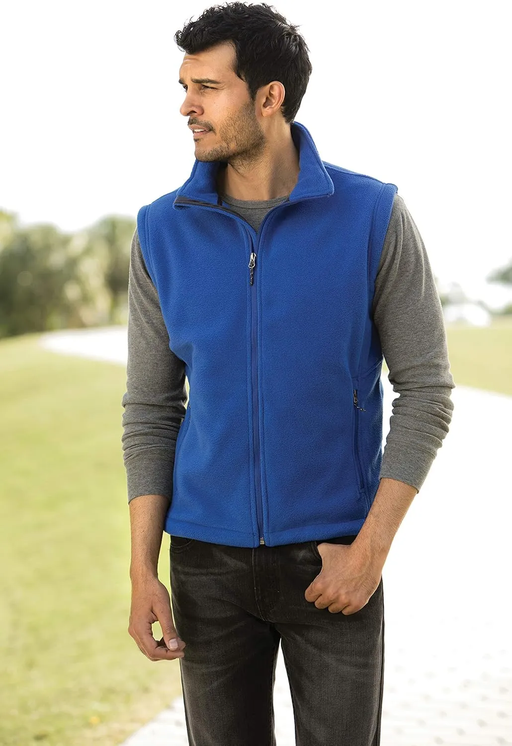 Custom Embroidered Fleece Vest for Men - Add Your Text - Embroidery Zip Up Sleeveless Jacket