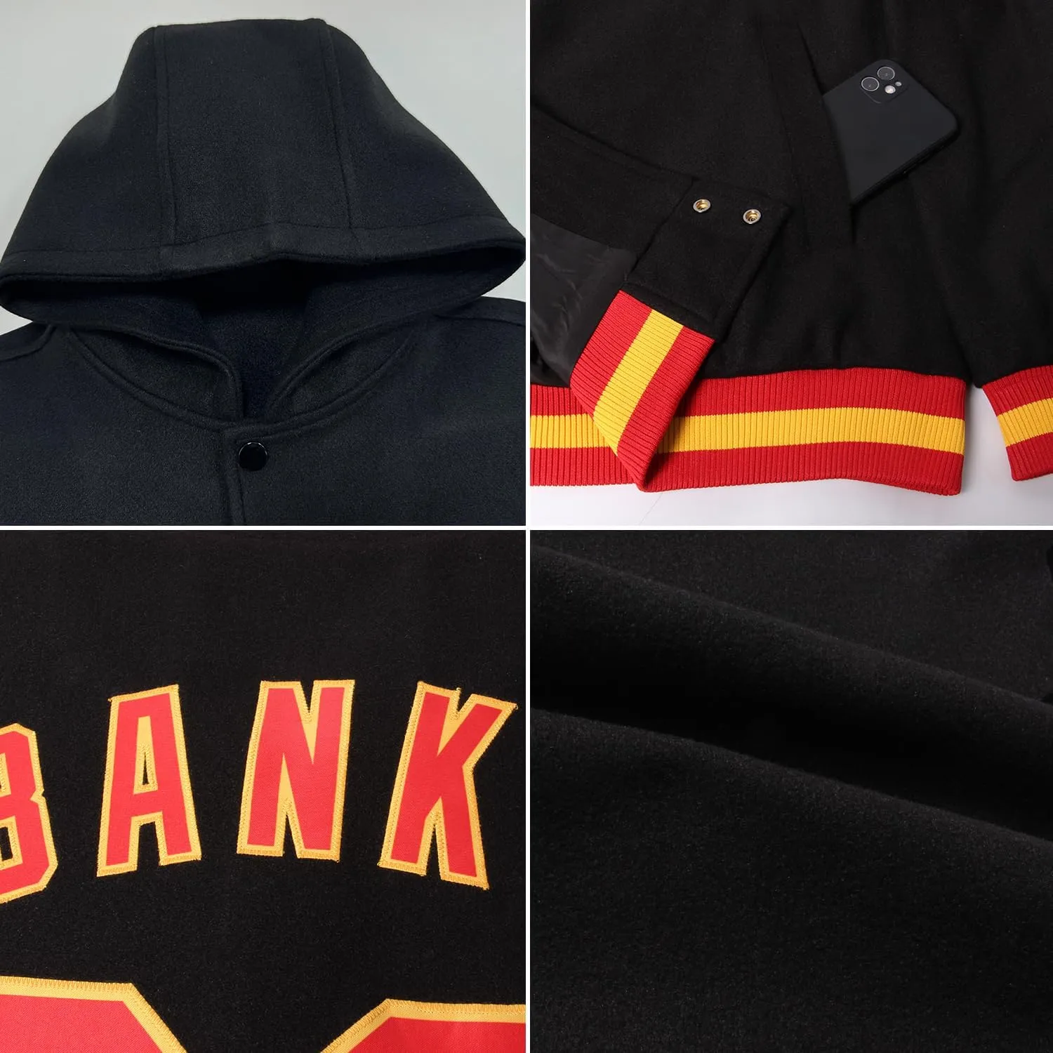Custom Hoodie Baseball Jackets Personalized Varsity Letterman Jackets Stitched Name Number Logo for Men Women Youth