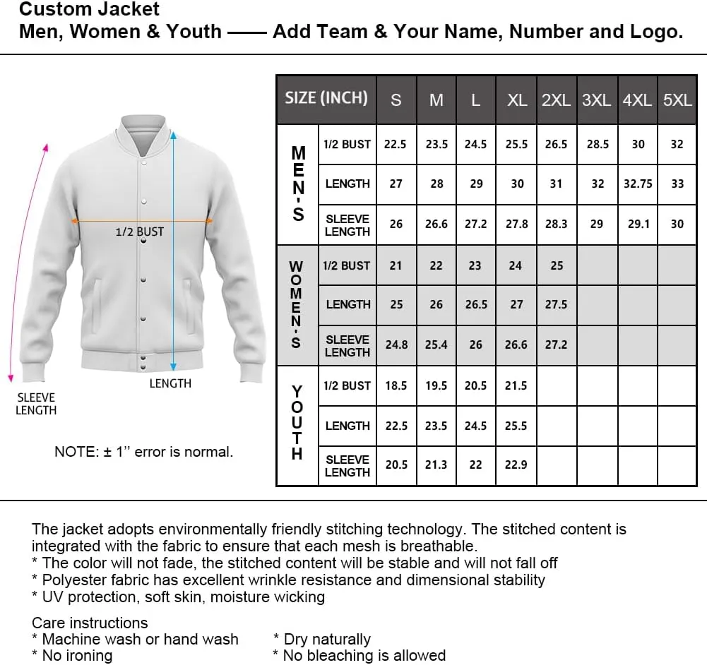 Custom Hoodie Baseball Jackets Personalized Varsity Letterman Jackets Stitched Name Number Logo for Men Women Youth