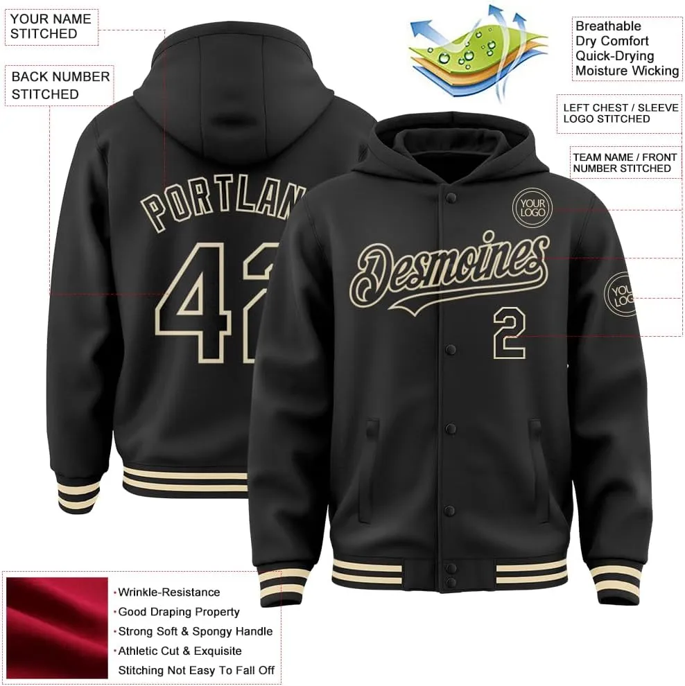 Custom Hoodie Baseball Jackets Personalized Varsity Letterman Jackets Stitched Name Number Logo for Men Women Youth