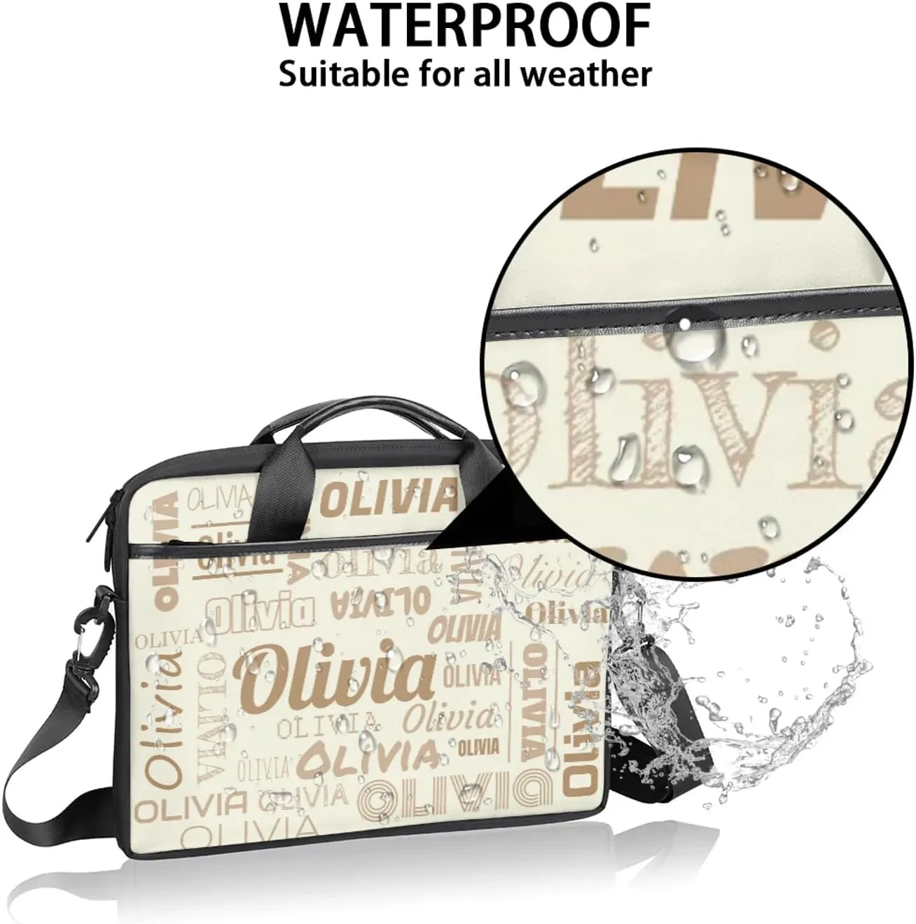 Custom Laptop Shoulder Bags with Name Personalized Laptop Bags with Multi-Pockets