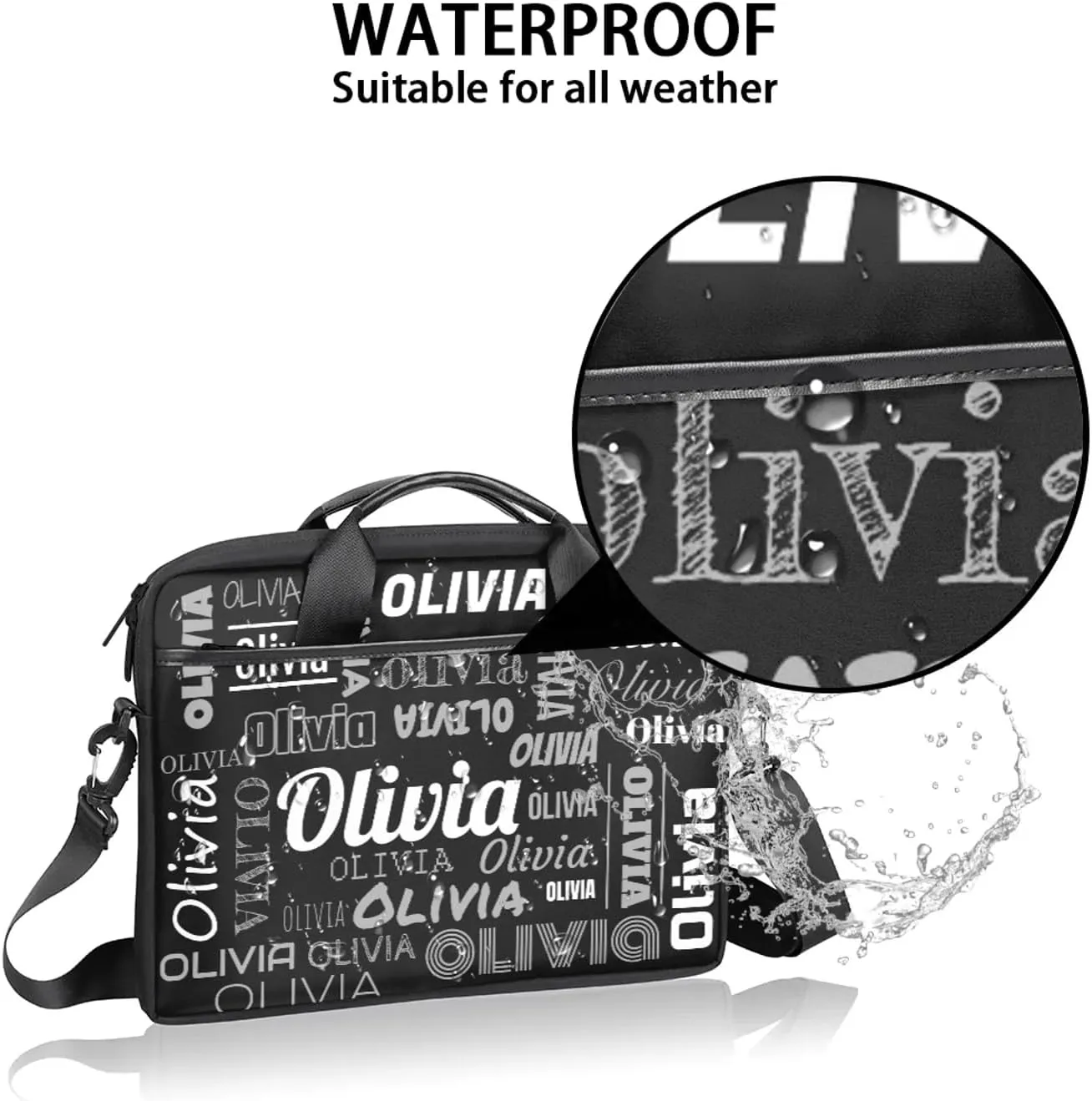 Custom Laptop Shoulder Bags with Name Personalized Laptop Bags with Multi-Pockets
