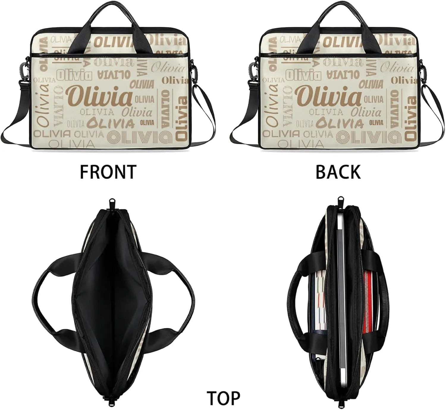 Custom Laptop Shoulder Bags with Name Personalized Laptop Bags with Multi-Pockets