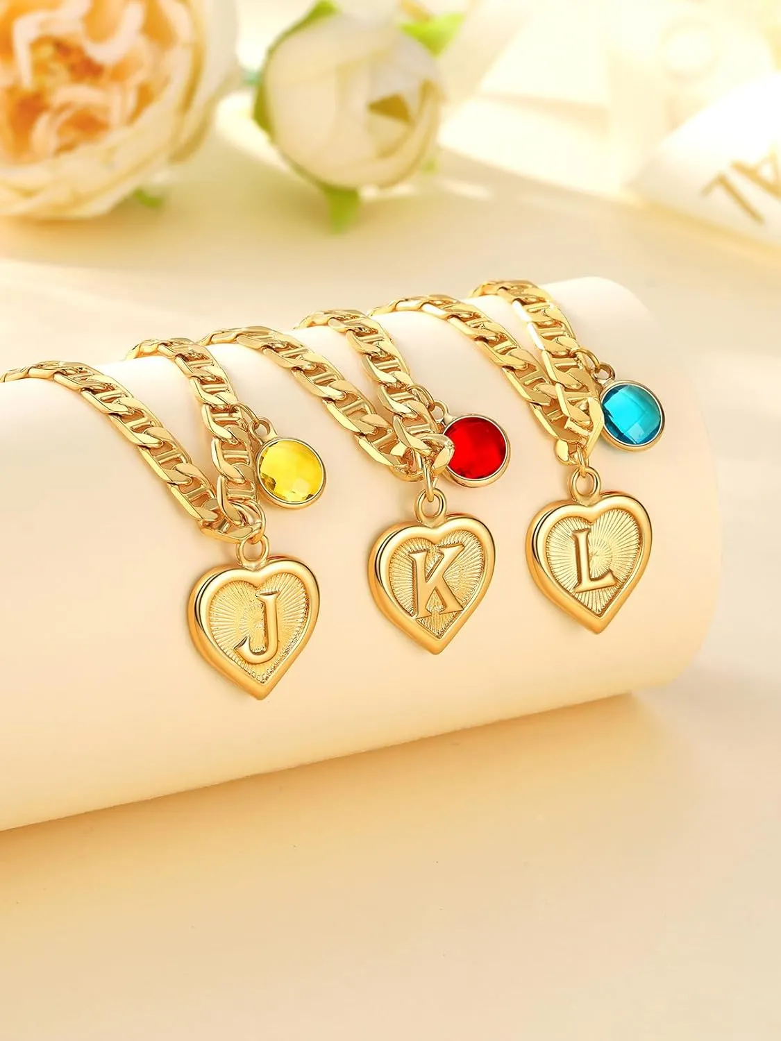 Custom4U Personalized Initial Ankle Bracelets for Women 14K Gold Plated Dainty CZ Birthstone Heart/Hexagon Letter Initial Anklets for Women Adjustable Silver/Gold Foot Chain Summer Beach Jewelry Gifts