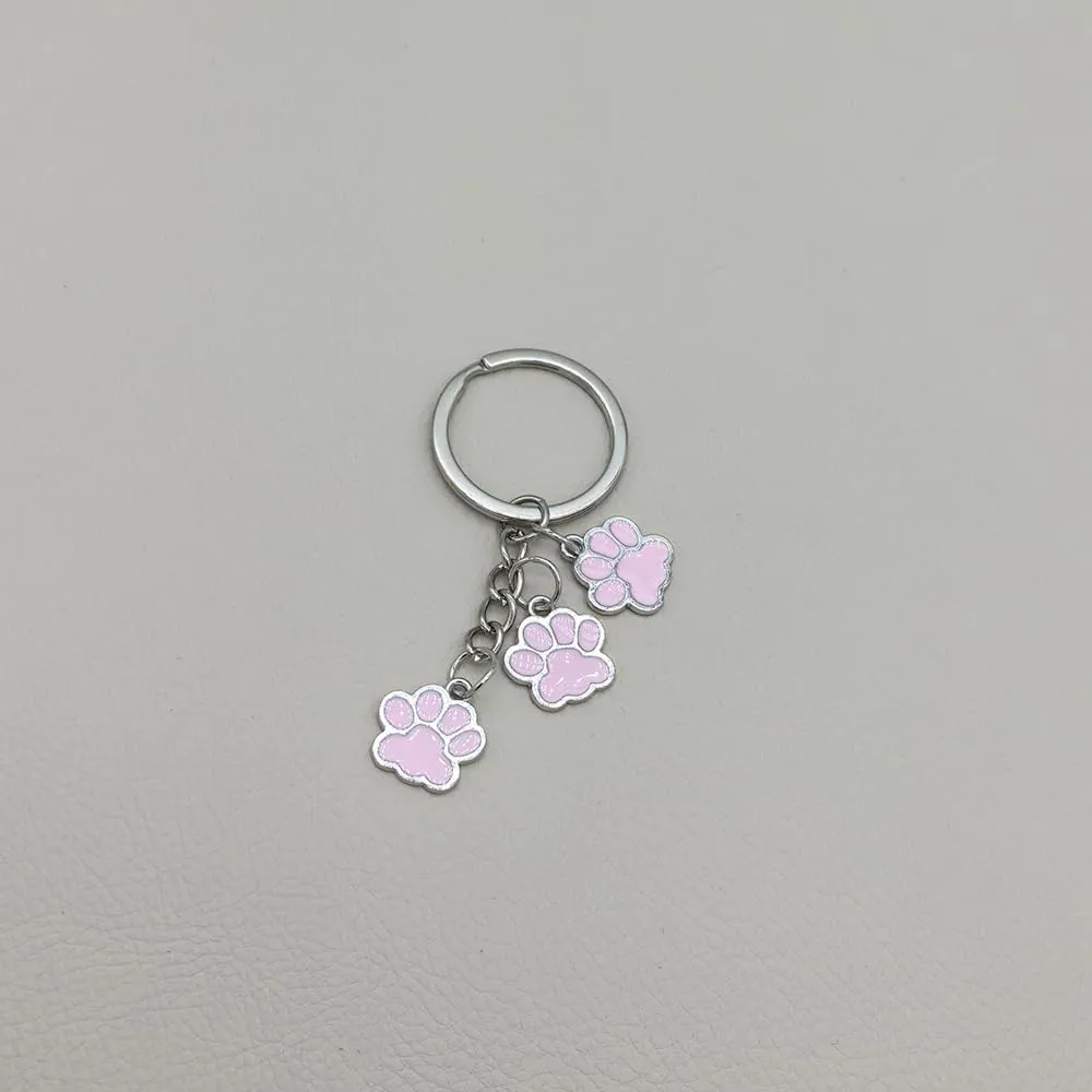 Cute Animal Cat Dog Claw Car Key Chain Ring Charm Cat Dog Paw Keychain Pendant For Women Girls Backpack Purse