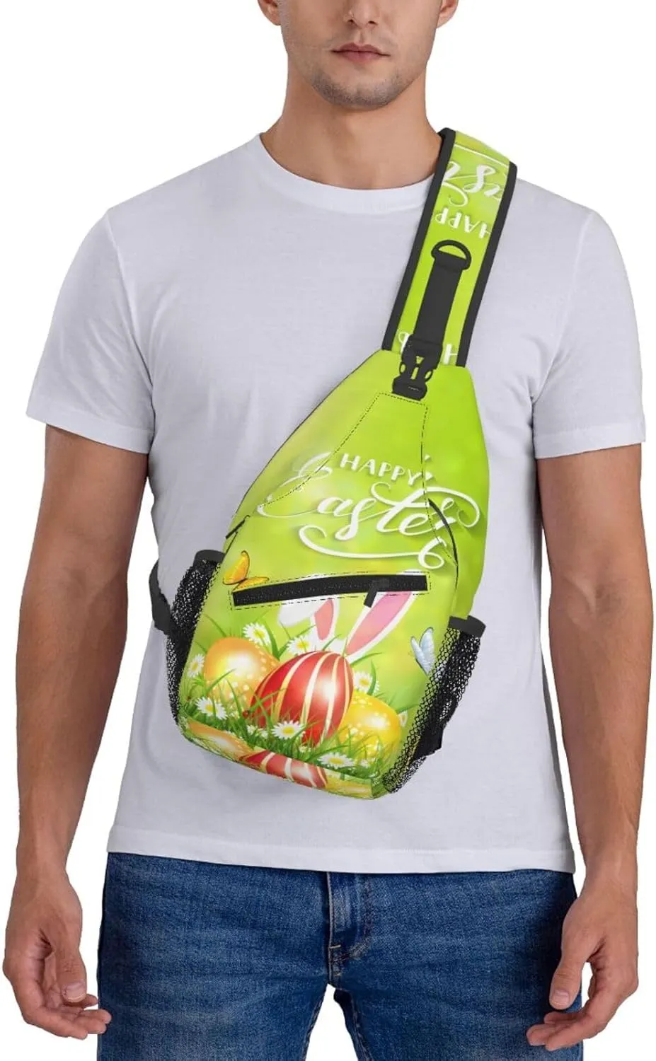 Cute Easter Bunny Sling Bag for Women Men Large Crossbody Bags Work Laptop Backpack Handbags