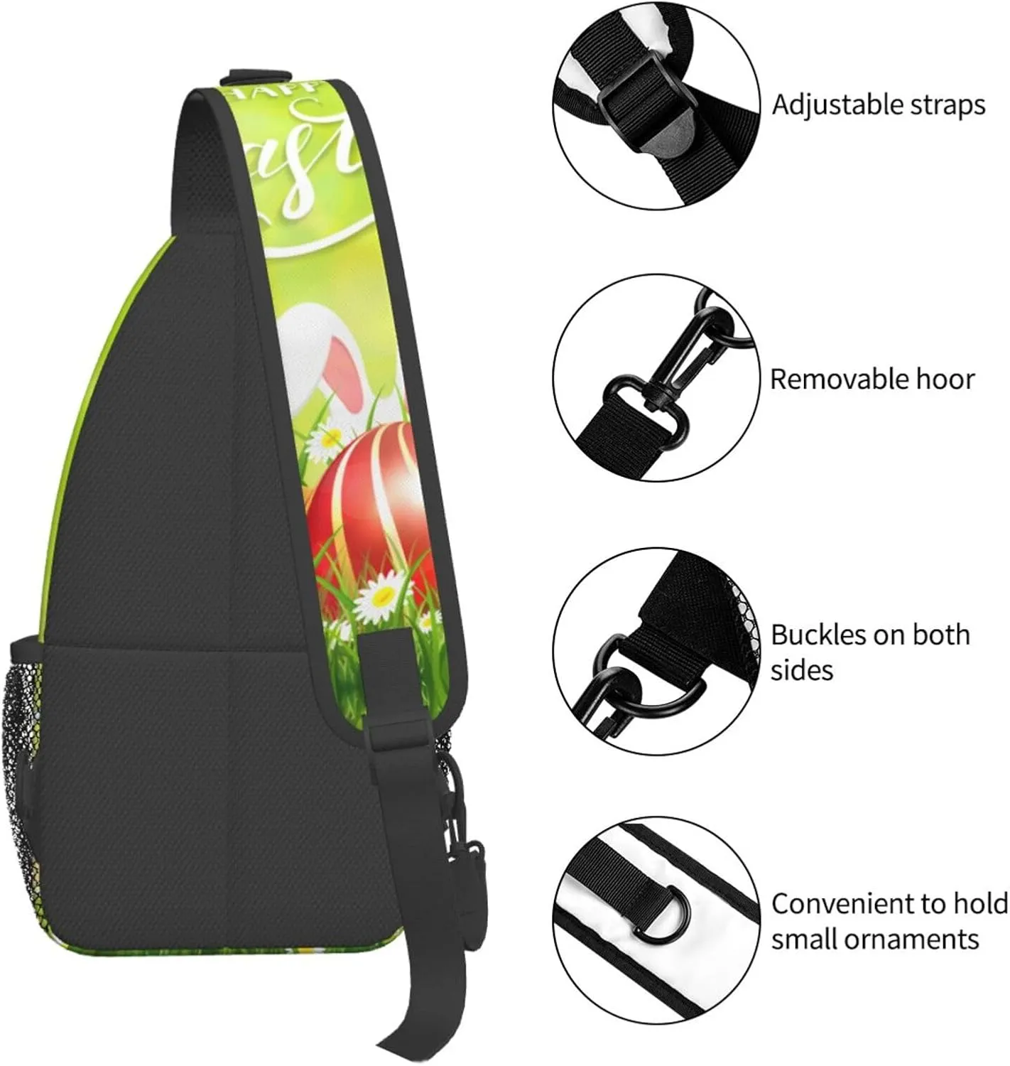 Cute Easter Bunny Sling Bag for Women Men Large Crossbody Bags Work Laptop Backpack Handbags