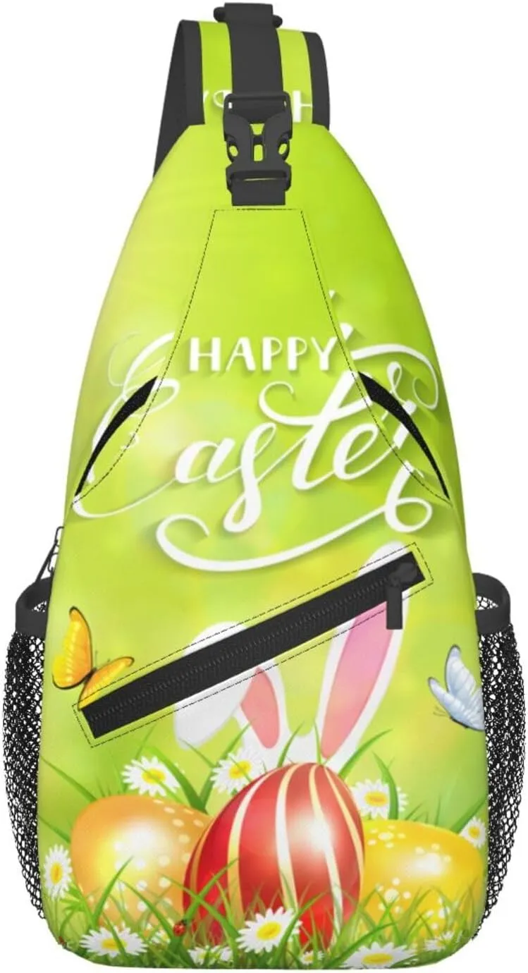 Cute Easter Bunny Sling Bag for Women Men Large Crossbody Bags Work Laptop Backpack Handbags