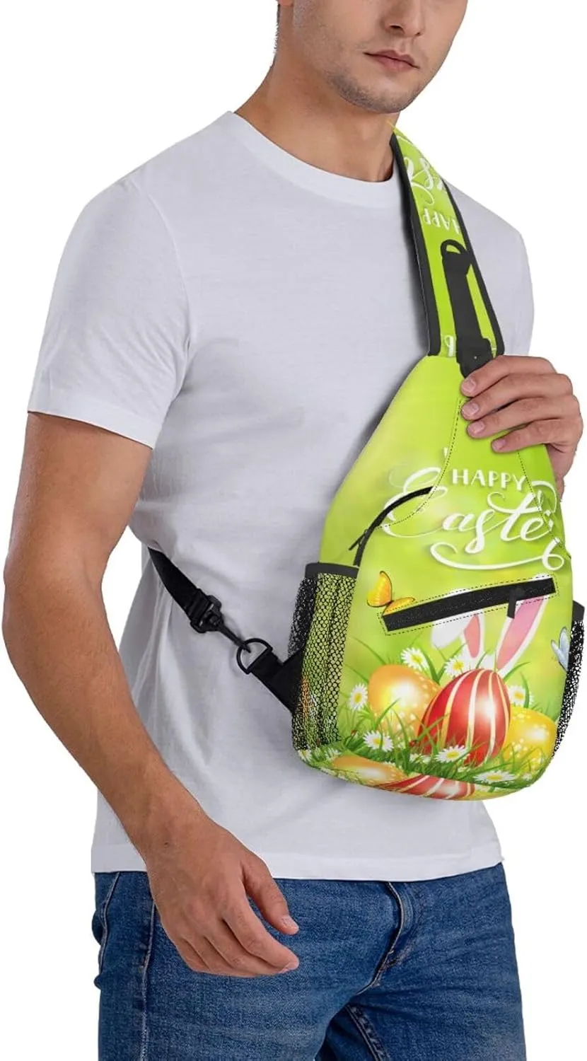Cute Easter Bunny Sling Bag for Women Men Large Crossbody Bags Work Laptop Backpack Handbags