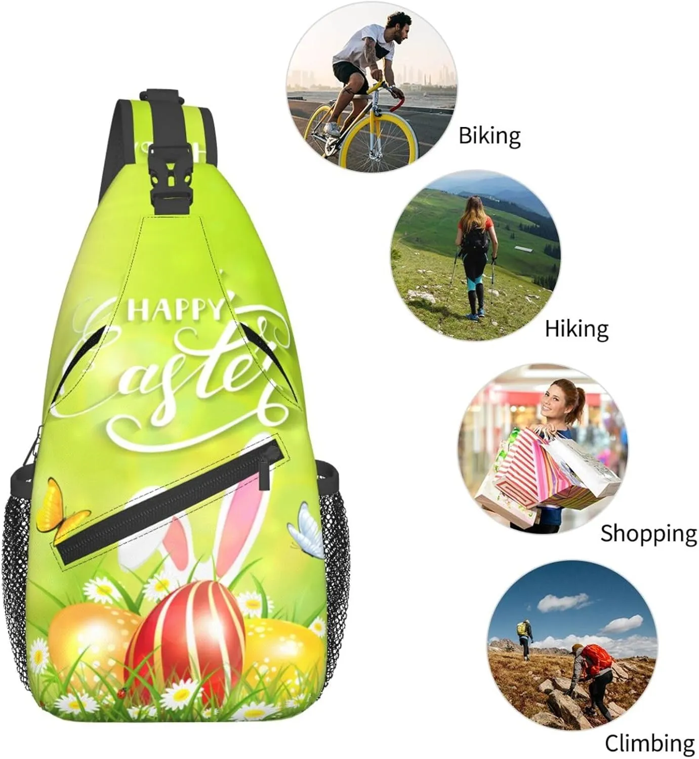 Cute Easter Bunny Sling Bag for Women Men Large Crossbody Bags Work Laptop Backpack Handbags