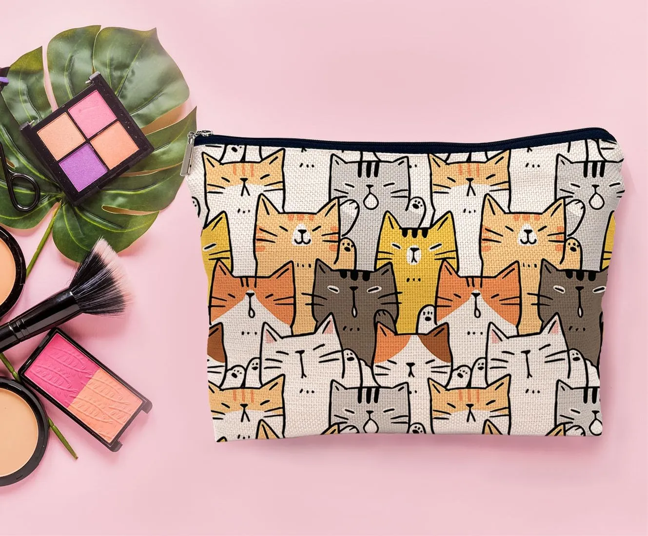 Cute Makeup Bag - Cat Cosmetic Bags, Small Makeup Bag for Purse, Cat Lovers Gifts for Women
